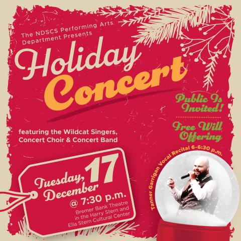 graphic with details of the Holiday Concert on December 17th