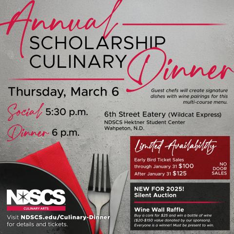 graphic outlining details of Annual Culinary Scholarship Dinner